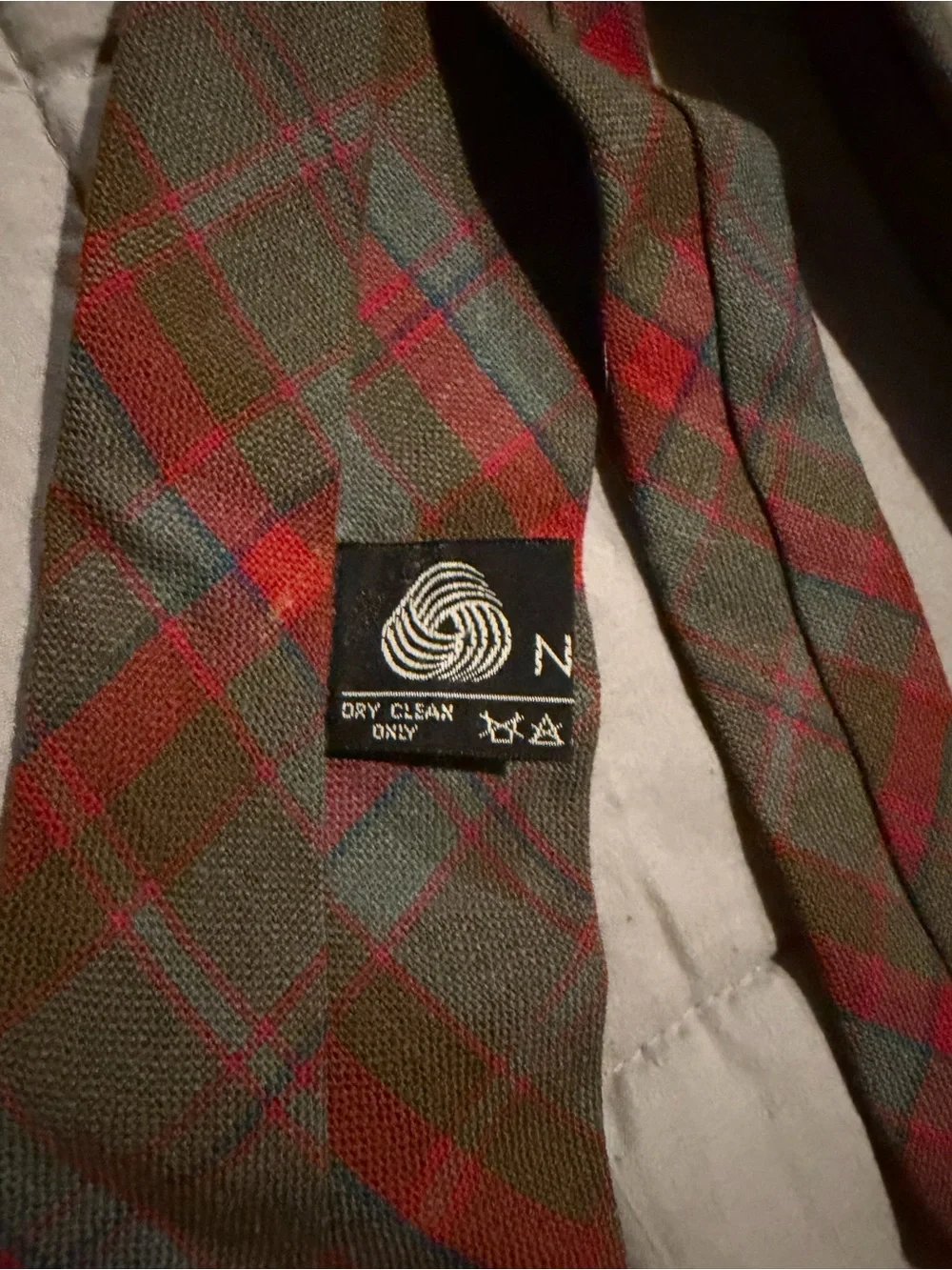Tartan Skinny Tie in Olive with Red Check - Men’s Accessory